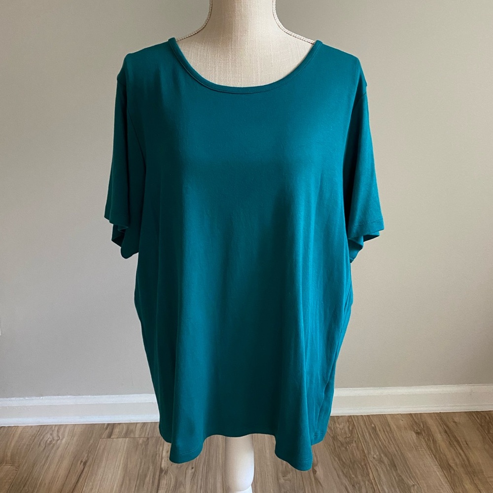 L.L. Bean Teal Short Sleeve Scoop Neck Tee